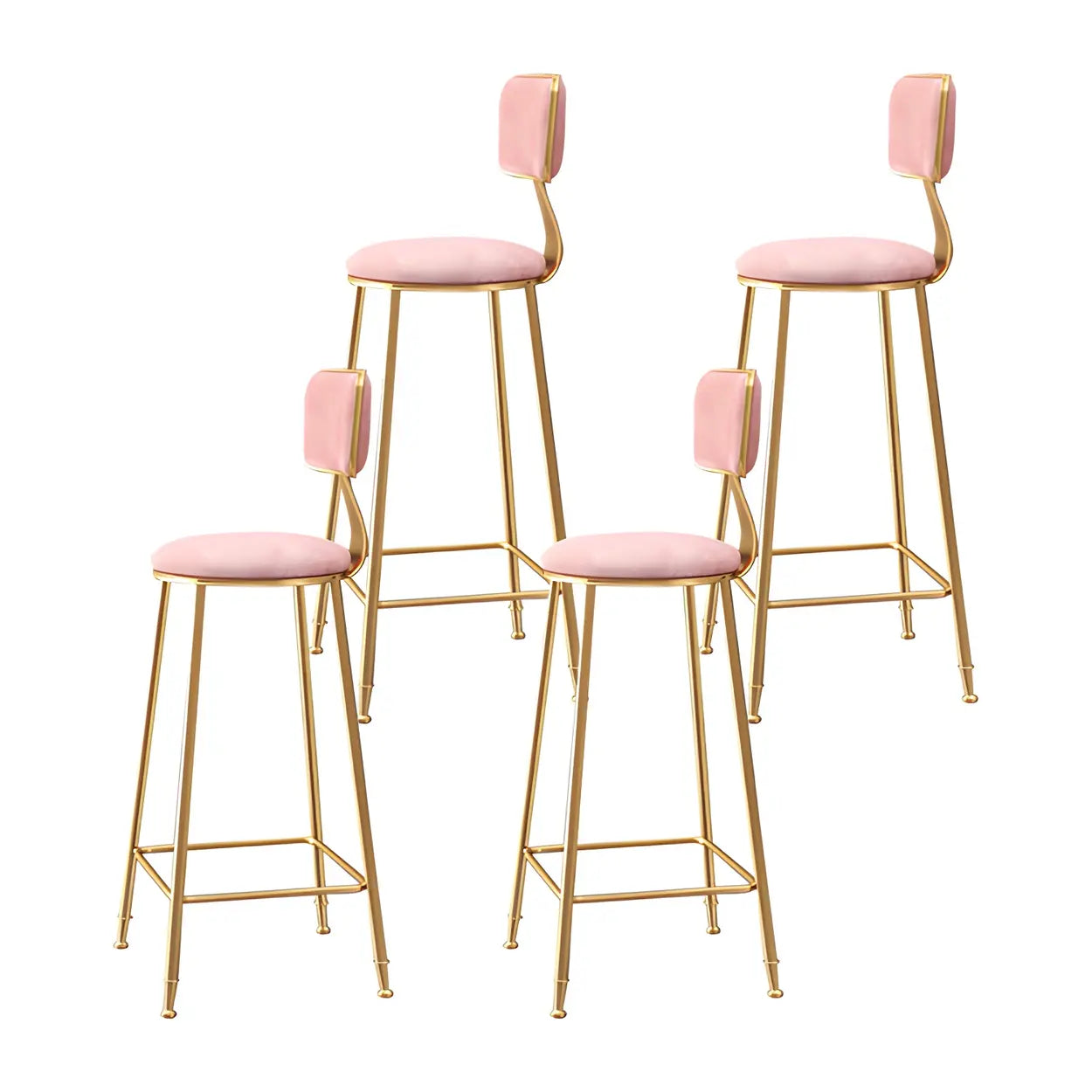 Tabouret de Bar en Velours Luxe avec Dossier et Piètement Métallique Doré – Chaise de Bar Glamour Moderne pour Îlot de Cuisine et Bar à Domicile | Restfield