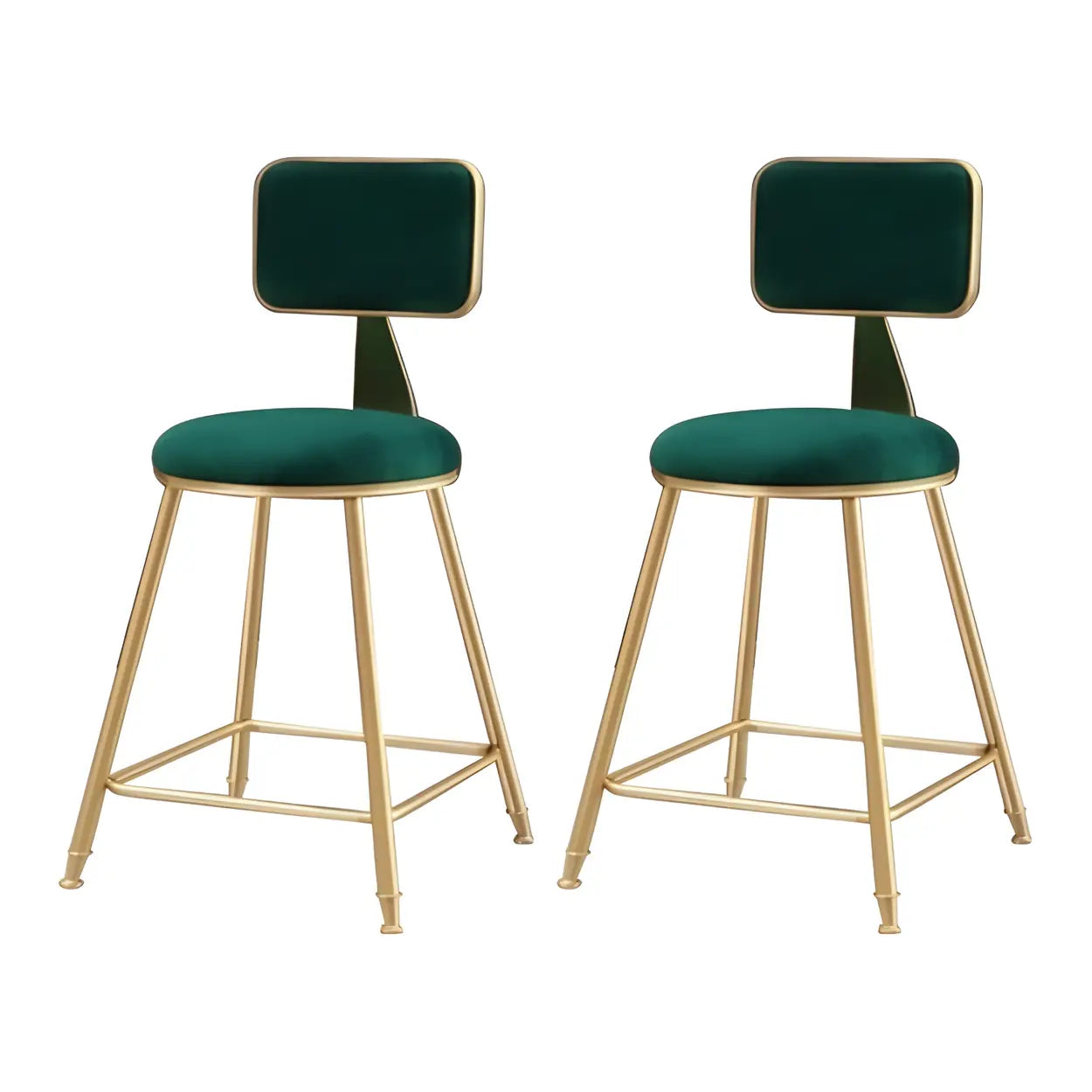 Tabouret de Bar en Velours Luxe avec Dossier et Piètement Métallique Doré – Chaise de Bar Glamour Moderne pour Îlot de Cuisine et Bar à Domicile | Restfield