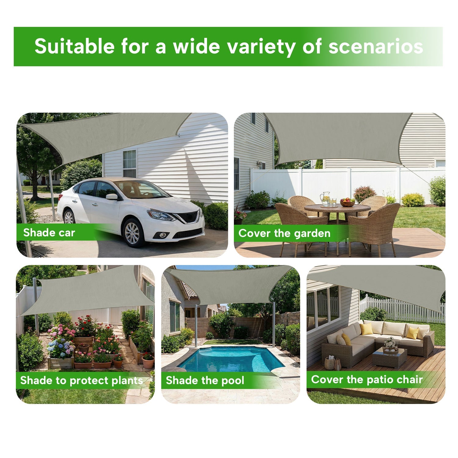 Rectangular Waterproof Shade Sail for Patio Garden and Pool | Sansoti