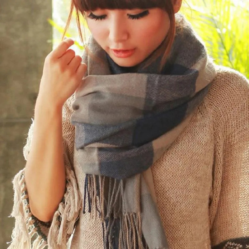 Kasjmieren Halswarmer Geruit 180x50cm Zacht Winteraccessoire Dames Premium Sjaal Wol Elegant Warm Winter | Sansoti