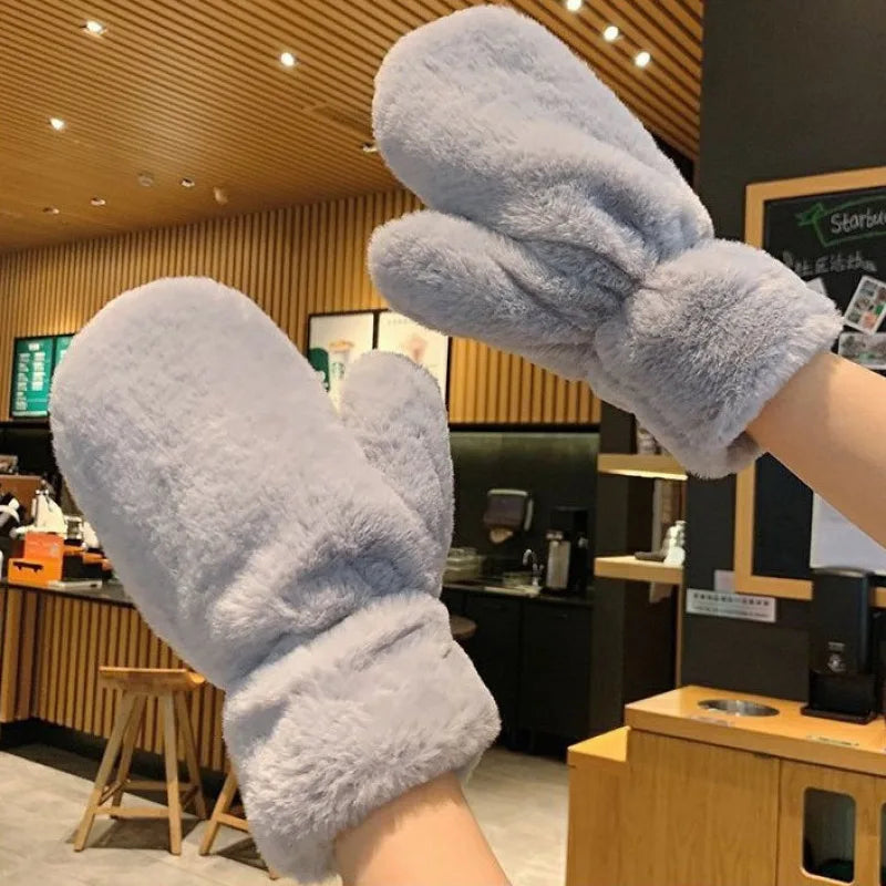 Plüschhandschuhe Weiches Futter Warme Damenhandschuhe Winter Outdoor Elastisch Komfortabel Kaltes Wetter Ski | Sansoti