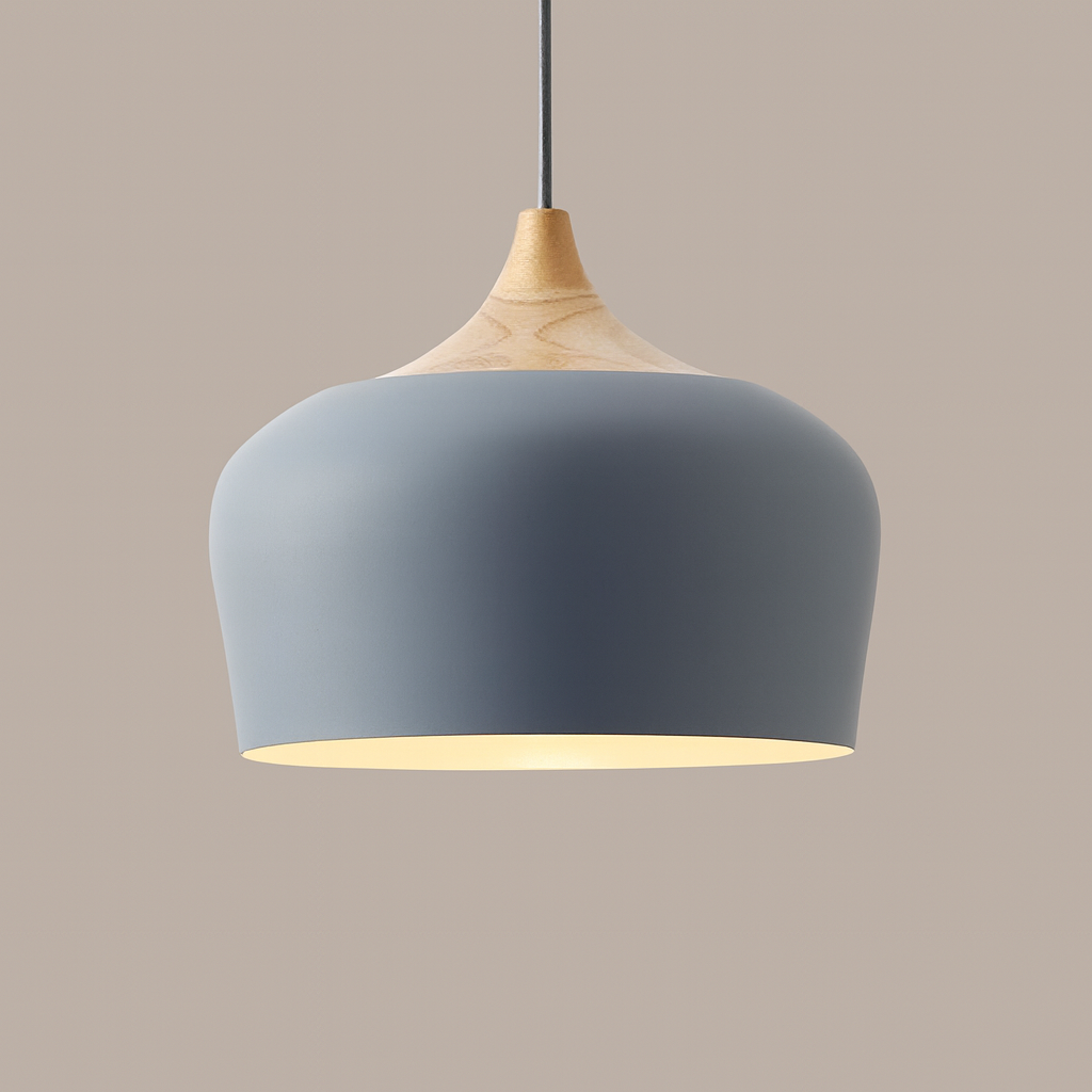 Hängelampe Pastell Aluminium Holz Retro Kuppel Kugel E27 Kinderzimmer Wohnzimmer | Restfield