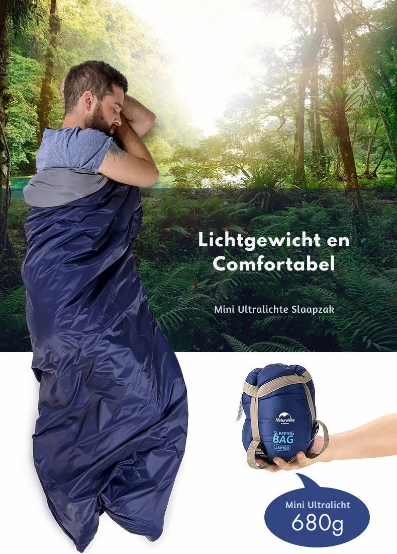 Compacte Slaapzak Groen Lichtgewicht Warm 3-Seizoenen Vulling Ademend Materiaal Backpacken Camping | Sansoti