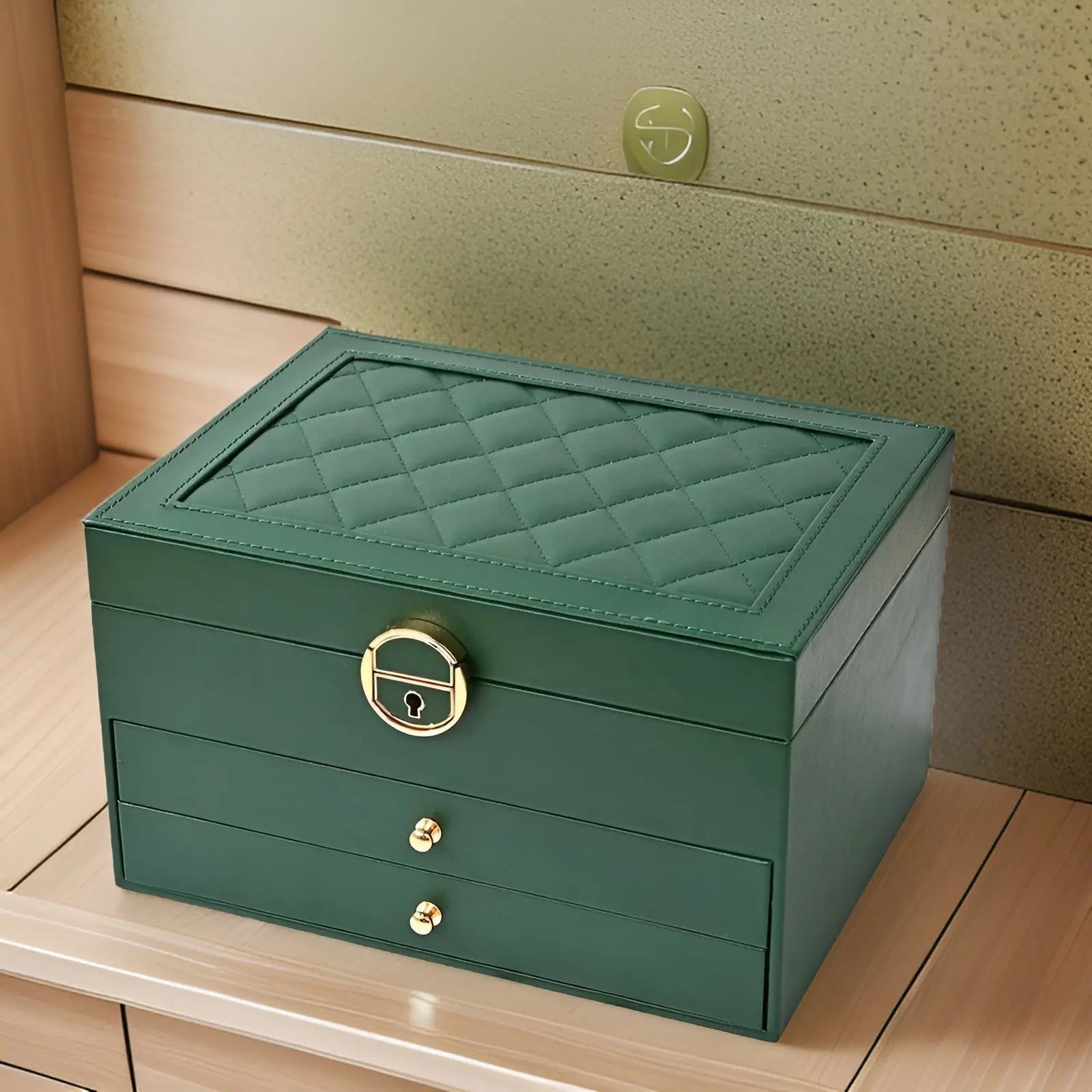 Luxe Sieradenbox met Meerdere Lagen – Elegante Opberger voor Ringen Kettingen Oorbellen – PU Leer – 23x17x13,5 cm | Sansoti