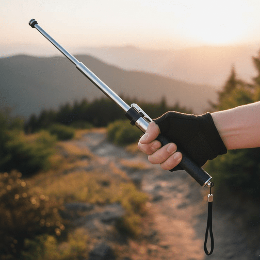 Opvouwbare Wandelstok met Automatisch Ontvouwmechanisme Antislip Handgreep Verstelbaar voor Outdoor Wandelen | Sansoti
