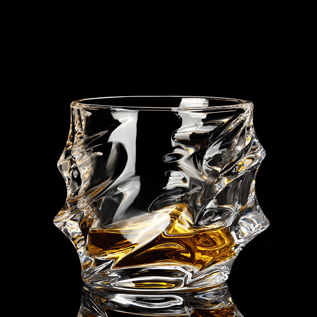 Kristallen Whiskyglas met Tornadovorm 300ml voor Premium Drankbeleving | Handgemaakt Japans-Geïnspireerd Spiraaldesign | Sansoti