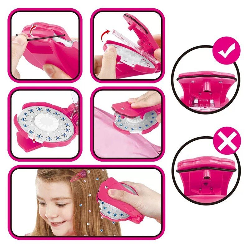 Haaraccessoire Applicator met Glinsterstenen voor Kinderen en Volwassenen Inclusief Sterren en Bloemen | Sansoti