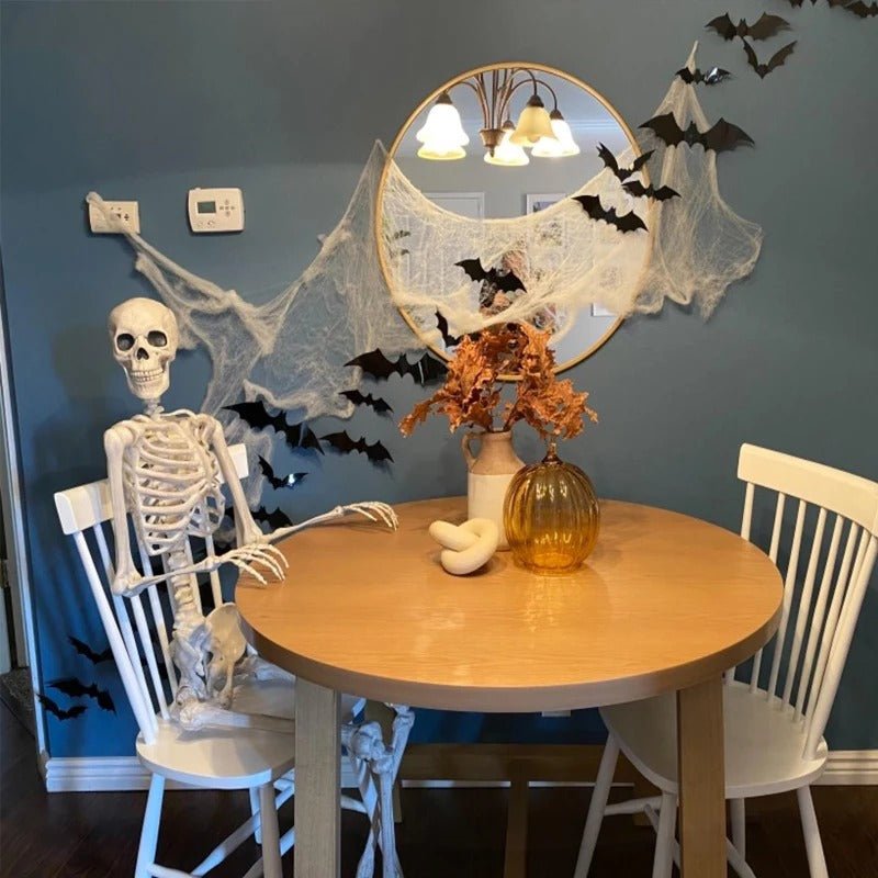 3D-Fledermaus-Wanddekoration aus PVC, 12-48 Stück, Halloween-Wandaufkleber für drinnen und draußen, Partydekoration für Innenräume | Sansoti
