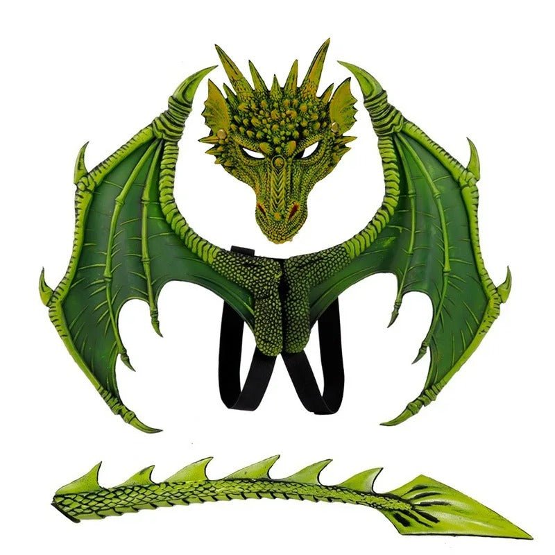 Ensemble de déguisement 3D ailes de dragon avec masque et queue pour enfants, cosplay fantasy, fêtes d’Halloween et carnaval | Sansoti