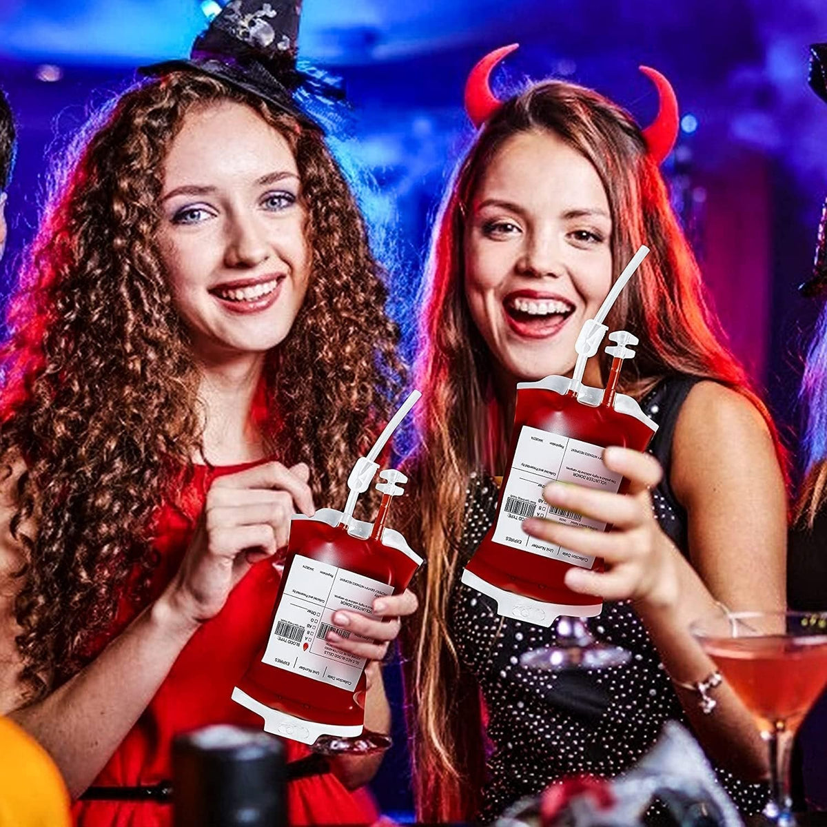 Sachets à boisson réutilisables design poche de sang 350ml décoration de fête d'Halloween accessoire de fête sur le thème de l'horreur | Sansoti