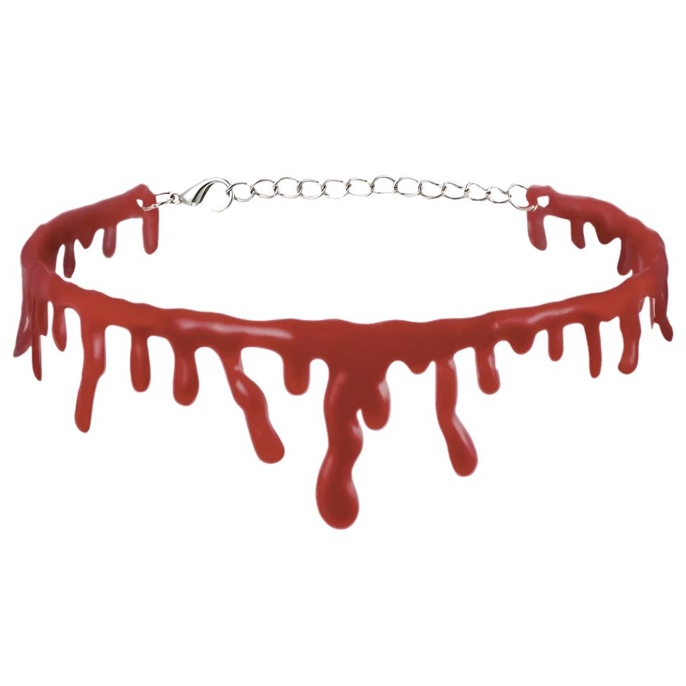 Choker na Halloween z kroplami krwi – obroża z imitacją krwi do kostiumu horroru, cosplayu i na imprezę | Sansoti