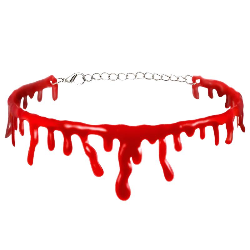Choker na Halloween z kroplami krwi – obroża z imitacją krwi do kostiumu horroru, cosplayu i na imprezę | Sansoti
