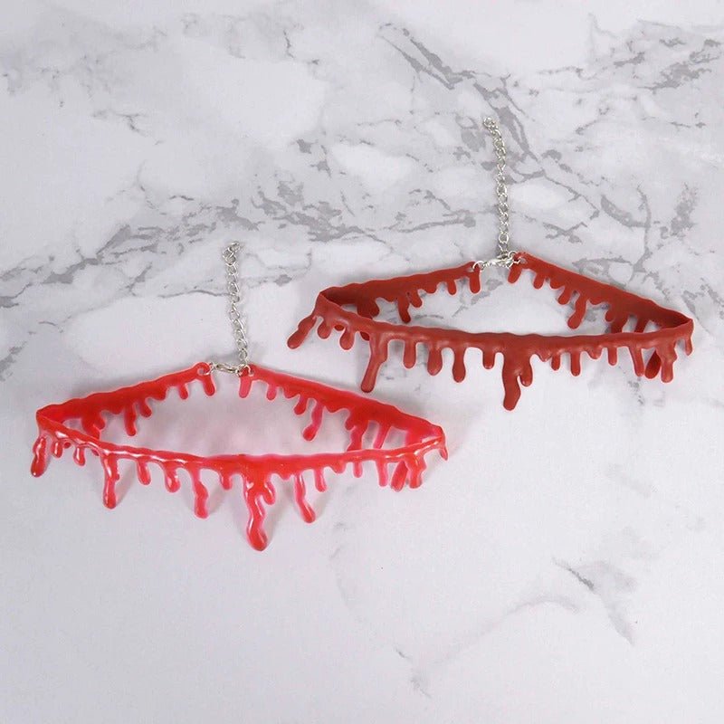 Choker na Halloween z kroplami krwi – obroża z imitacją krwi do kostiumu horroru, cosplayu i na imprezę | Sansoti