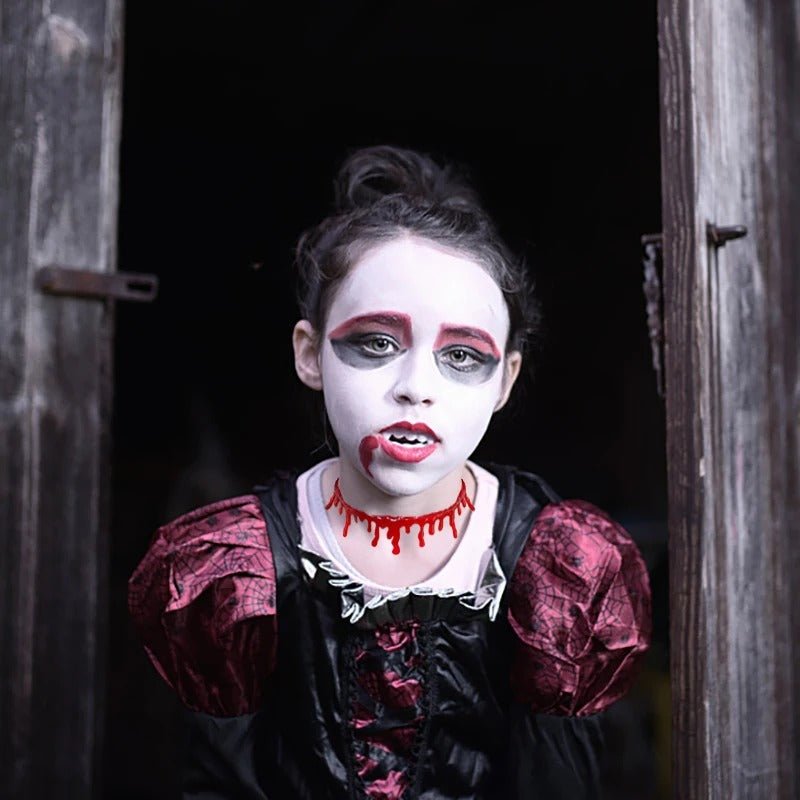 Choker na Halloween z kroplami krwi – obroża z imitacją krwi do kostiumu horroru, cosplayu i na imprezę | Sansoti