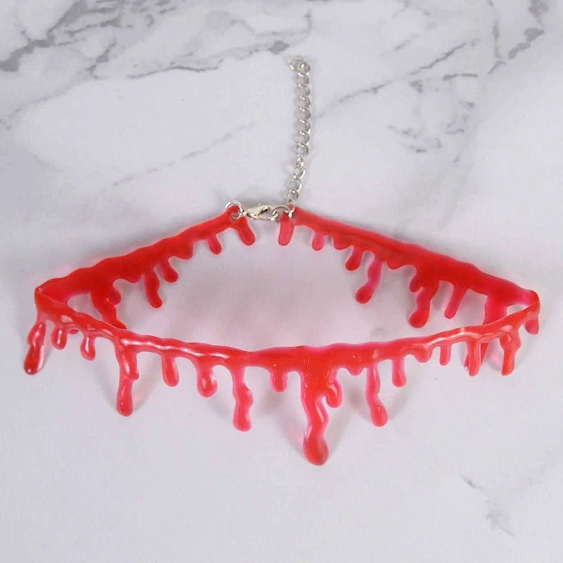Choker na Halloween z kroplami krwi – obroża z imitacją krwi do kostiumu horroru, cosplayu i na imprezę | Sansoti