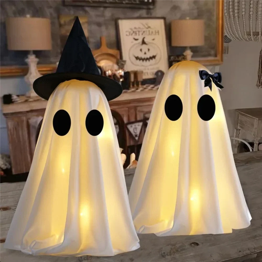 Decoratieve Spookfiguren Set Wit 2 Stuks Halloween Interieur Tafel Schouw Seizoensdecoratie Geest Decoratie | Sansoti