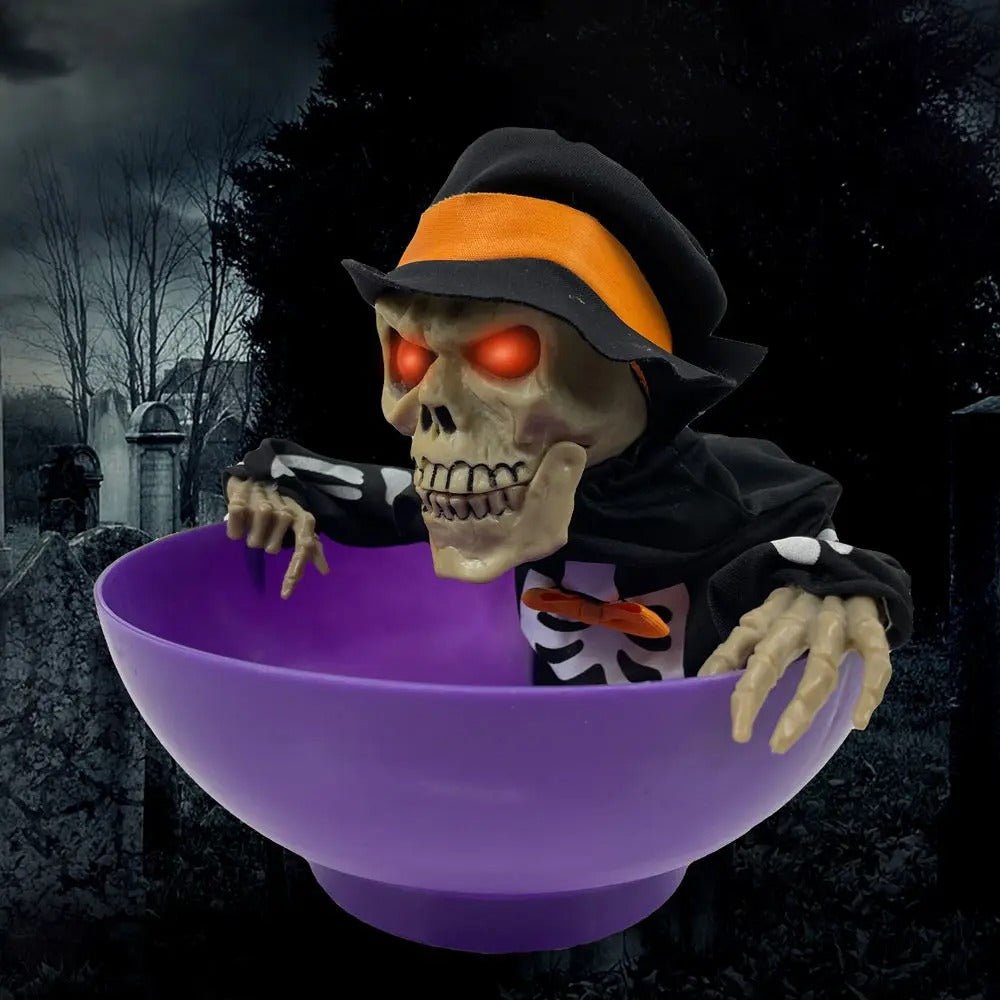 Bol à bonbons interactif, décoration d'Halloween avec son et lumière, citrouille effrayante pour décorer la fête, Trick or Treat | Sansoti