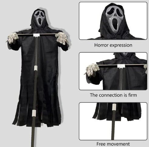 Decorative Scarecrow with Ghost Face for Halloween Garden Patio Outdoor Decoration Moving Weather Scarecrow | Sansoti