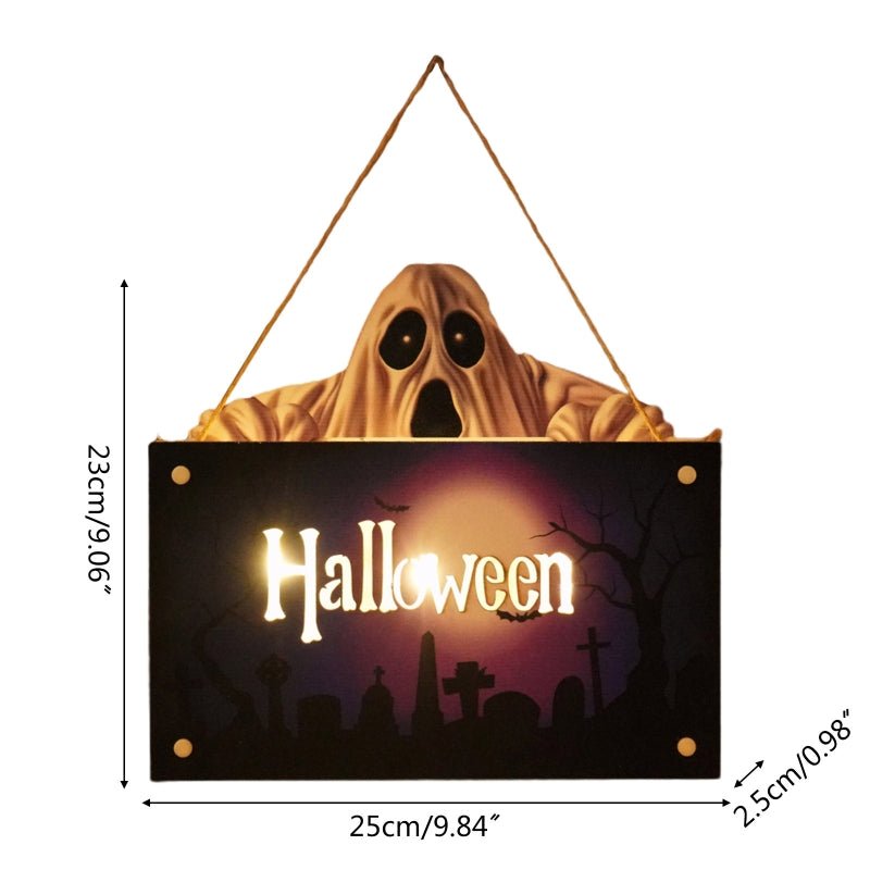 Houten Halloween Deurhanger met Pompoen en Heksenprint voor Feestelijke Herfstsfeer en Decoratie Thuis | Sansoti