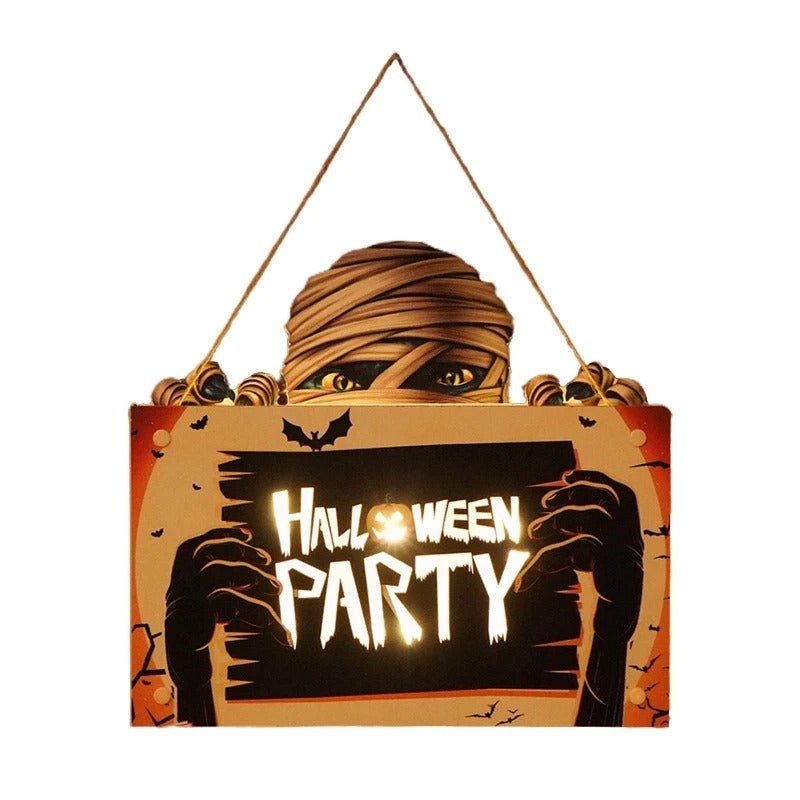 Houten Halloween Deurhanger met Pompoen en Heksenprint voor Feestelijke Herfstsfeer en Decoratie Thuis | Sansoti