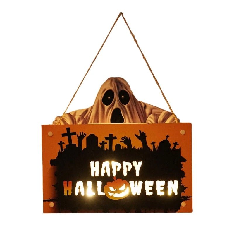 Houten Halloween Deurhanger met Pompoen en Heksenprint voor Feestelijke Herfstsfeer en Decoratie Thuis | Sansoti