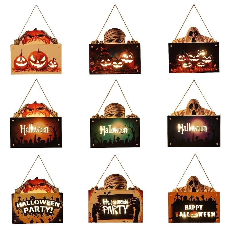 Houten Halloween Deurhanger met Pompoen en Heksenprint voor Feestelijke Herfstsfeer en Decoratie Thuis | Sansoti