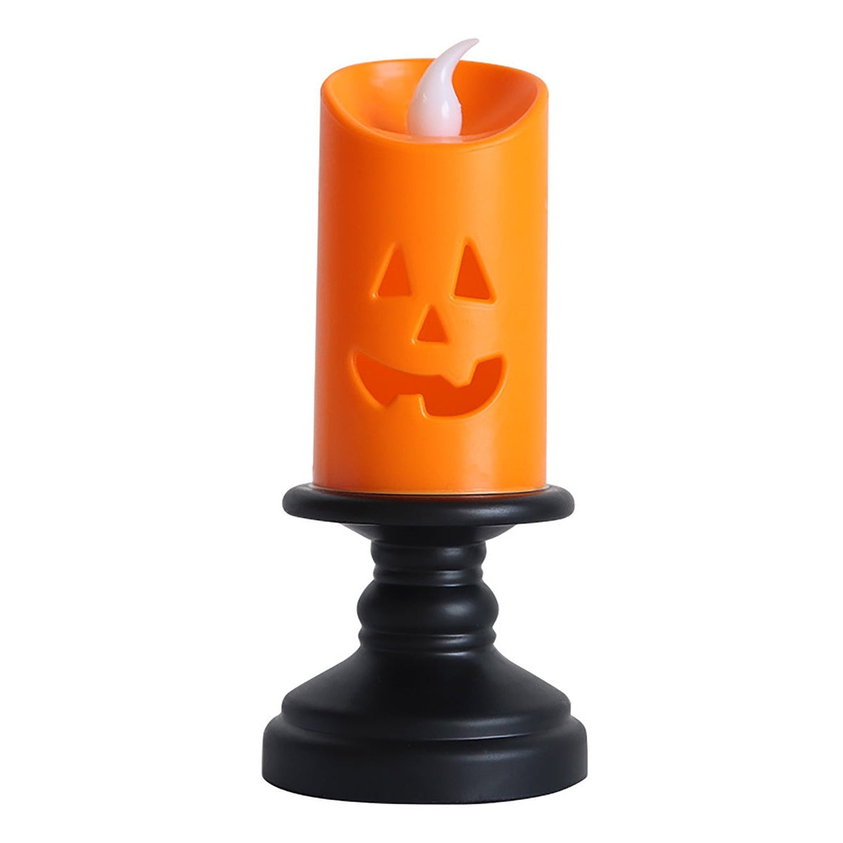 Świeca LED w kształcie dyni z upiorną twarzą do dekoracji na Halloween, bezpieczna i nastrojowa, na baterie, lampka tealight do nastrojowego oświetlenia | Sansoti