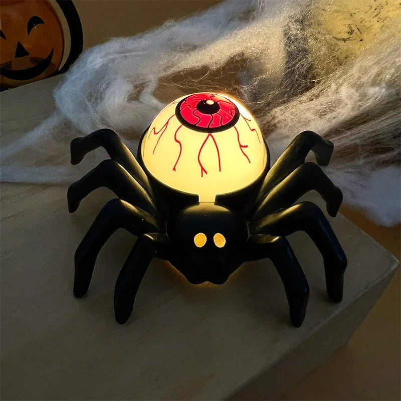 Dekoracyjna lampka halloweenowa z pająkiem i czaszką - nastrojowe oświetlenie LED na upiorne wieczory tematyczne i przyjęcia | Sansoti