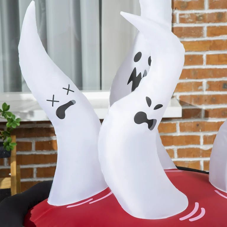 Inflatable Halloween Cauldron with LED Ghost Decoration for Garden Lighting, Outdoor Party Decoration, Witch | Sansoti