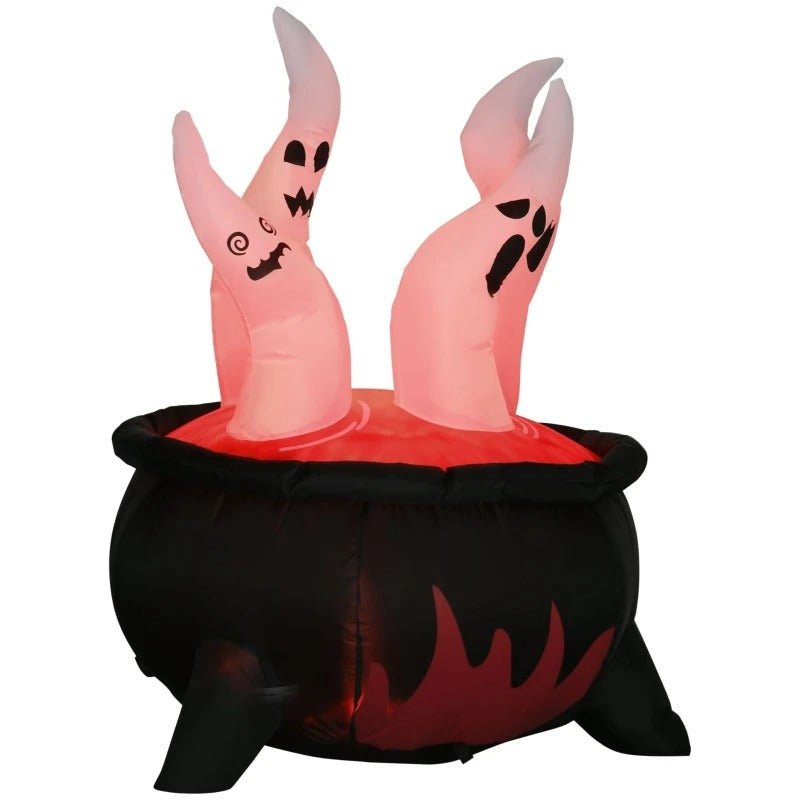 Inflatable Halloween Cauldron with LED Ghost Decoration for Garden Lighting, Outdoor Party Decoration, Witch | Sansoti