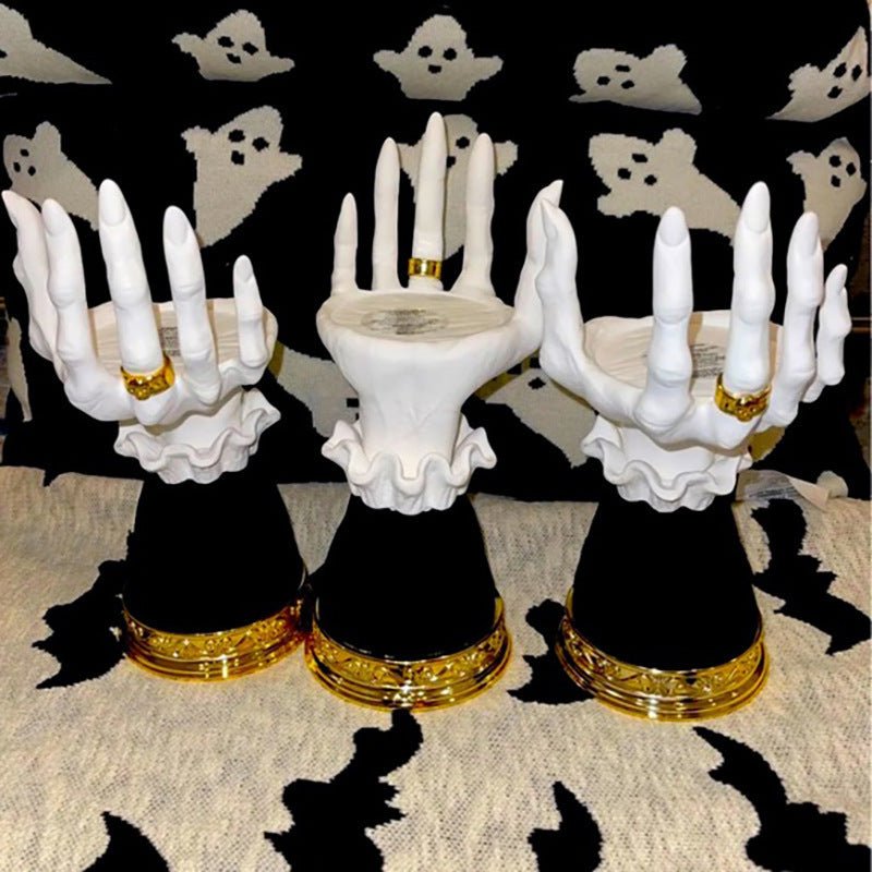 Heksenhand Kandelaar Halloween Decoratie Griezelig Gothic Handvorm Kaarsenhouder voor Sfeervolle Themafeesten | Sansoti
