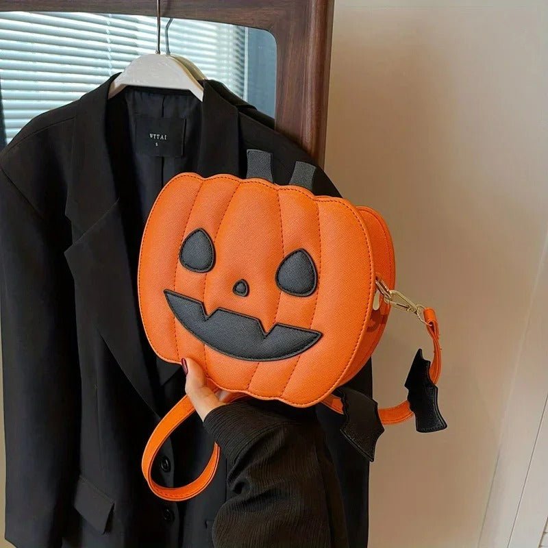 Kürbis-Schultertasche im Halloween-Design aus PU-Leder, Damen-Crossbody-Handtasche, festliches Accessoire mit Stauraum | Sansoti