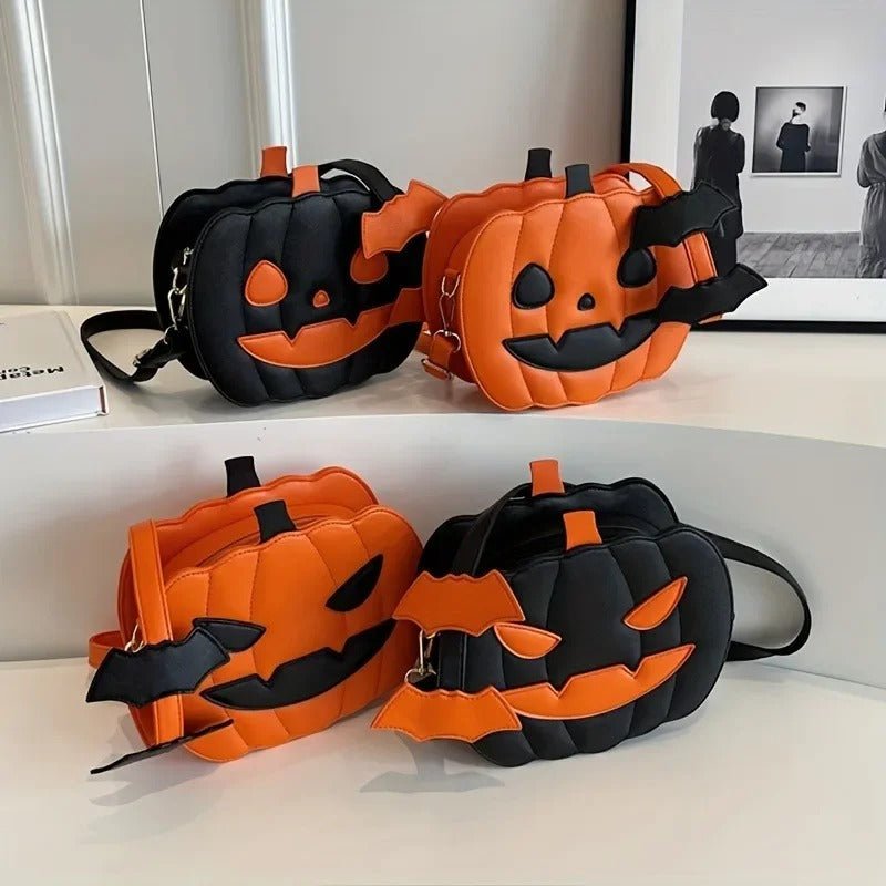 Kürbis-Schultertasche im Halloween-Design aus PU-Leder, Damen-Crossbody-Handtasche, festliches Accessoire mit Stauraum | Sansoti