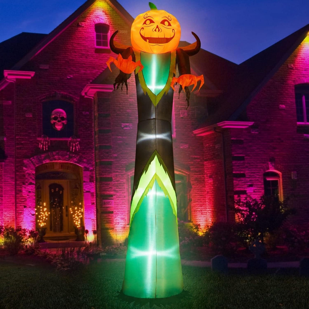 Opblaasbare pompoen met LED-verlichting 370 cm Halloween tuindecoratie sfeerverlichting tuin outdoor | Sansoti