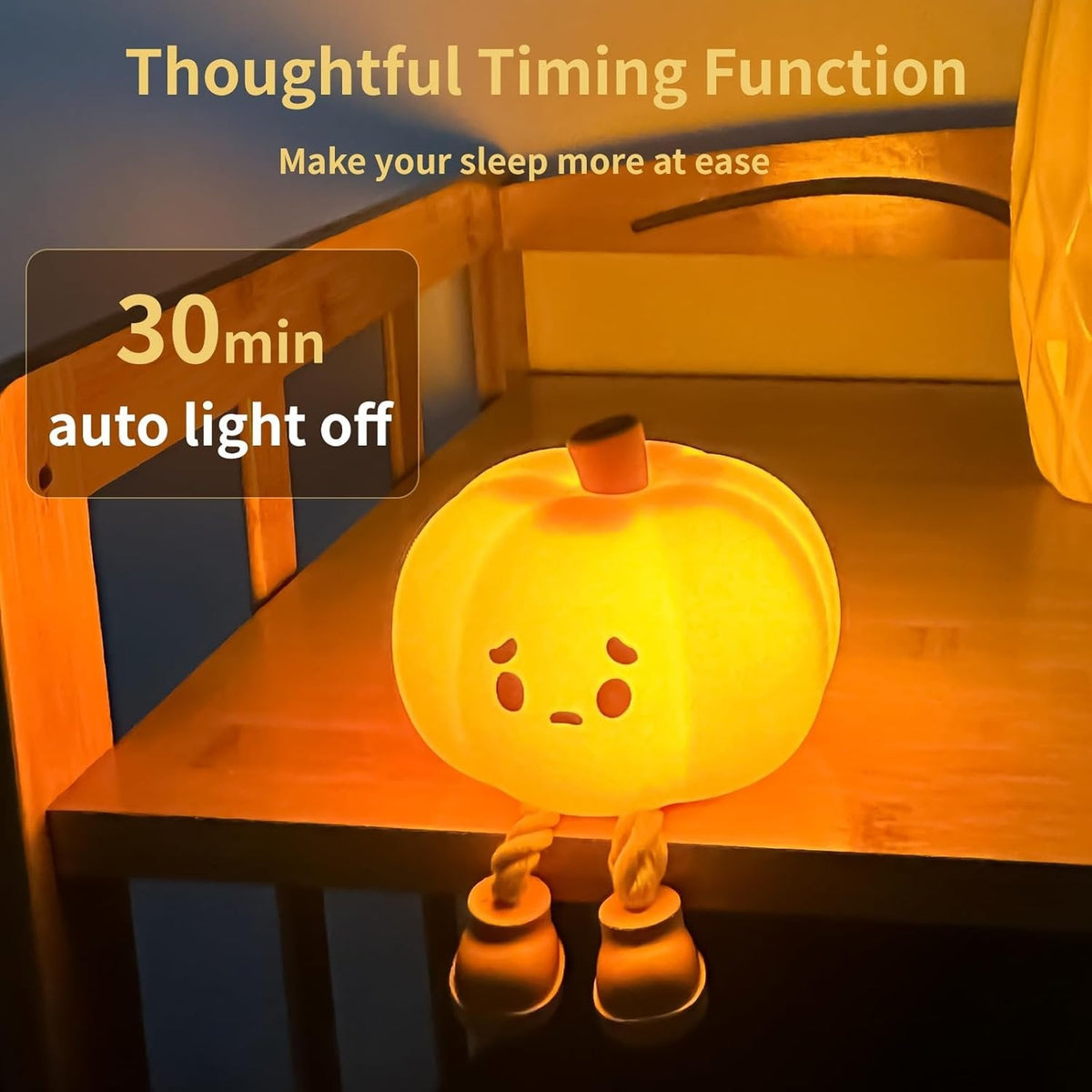 Silikon-Nachtlicht Kürbis mit Touch-Funktion, Dimmfunktion und USB-Aufladung - stimmungsvolle Lampe für Kinderzimmer und Babyzimmer | Sansoti