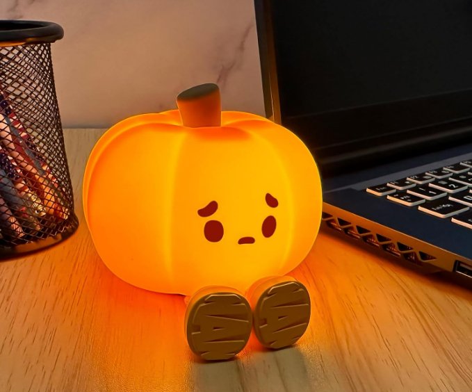 Silikon-Nachtlicht Kürbis mit Touch-Funktion, Dimmfunktion und USB-Aufladung - stimmungsvolle Lampe für Kinderzimmer und Babyzimmer | Sansoti