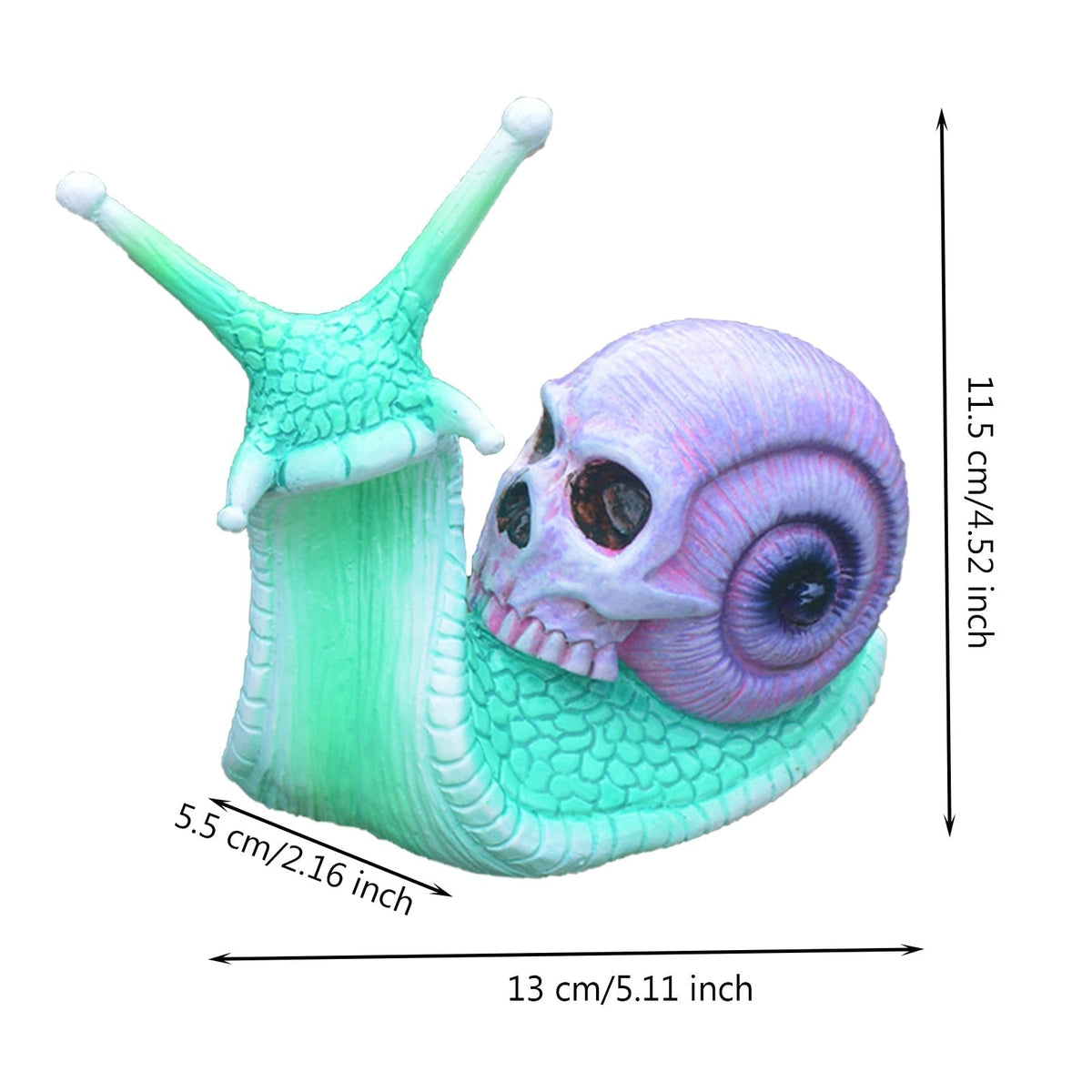 Schnecke mit Totenkopf, Gartenfigur aus Kunstharz, Gothic-Dekoration für drinnen und draußen, Skulptur für Wohnzimmer, Garten und Terrasse | Sansoti