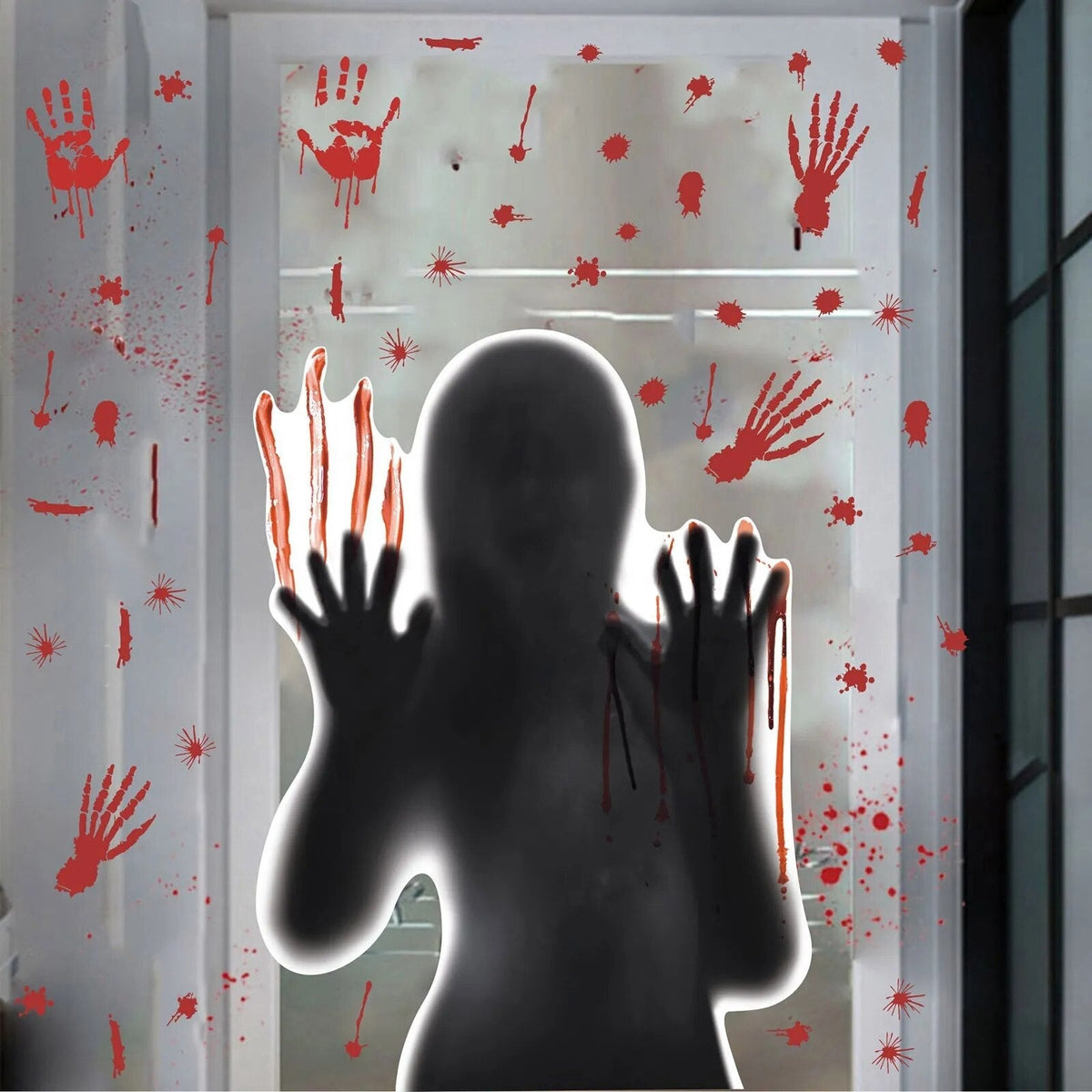 Zelfklevende Griezelstickers met Bloedsporen voor Ramen en Muren 96 x 43 cm Halloween Decoratie Scary | Sansoti
