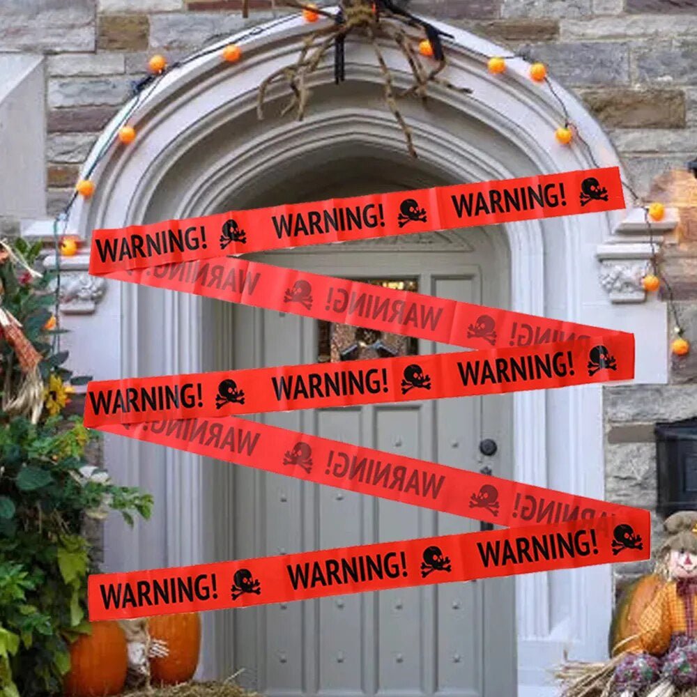 Halloween Afzetlint met Schedelmotief – Griezelige Decoratieve Waarschuwingstape voor Feesten en Themafeesten | Sansoti