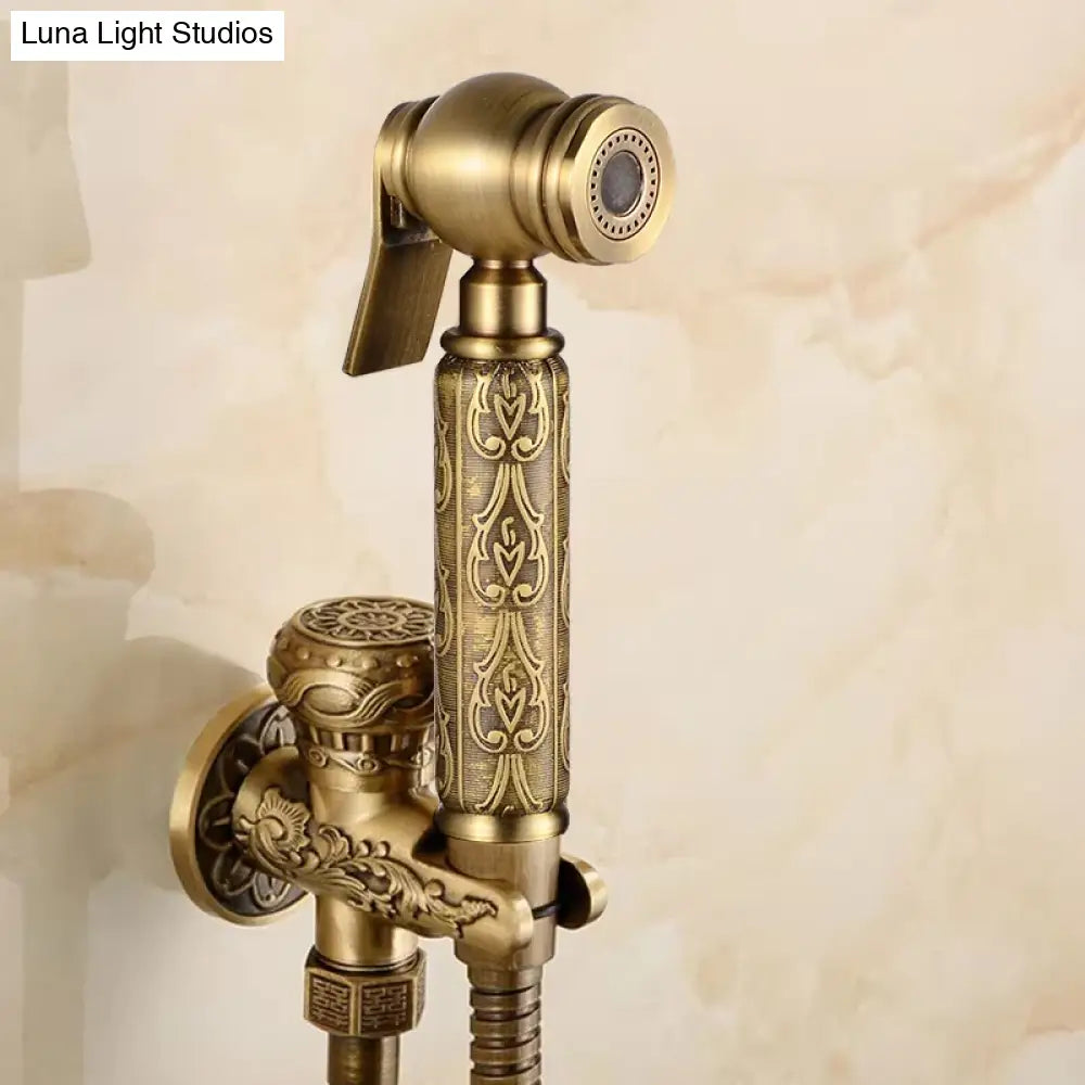 Douchette de bidet murale à eau froide, jet horizontal, laiton antique ciselé, kit de douche pour toilettes et sanitaires | Sansoti