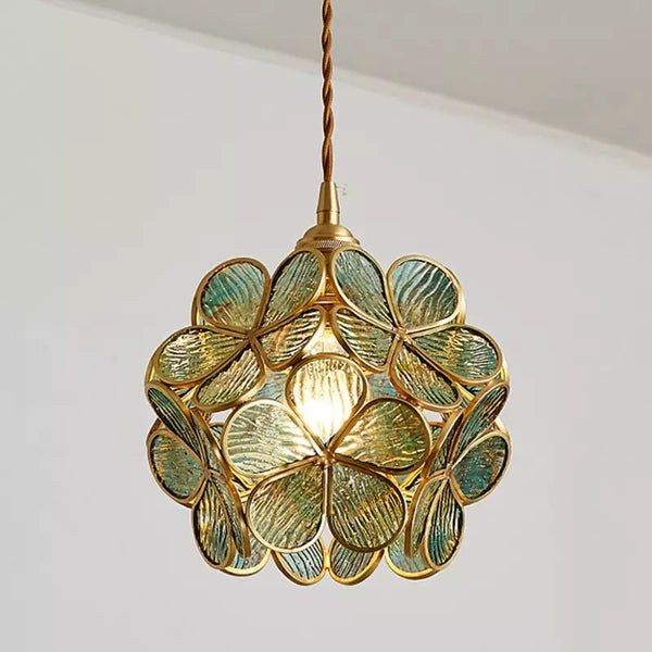 Floyem Flower Hanglamp Glas Messing Goud E27 Eettafel Slaapkamer Vintage Design Hanglamp Bloemvorm | Sansoti