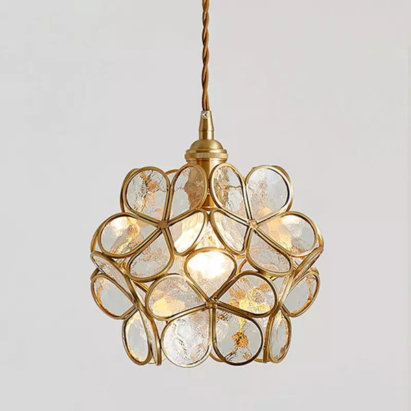 Floyem Flower Hanglamp Glas Messing Goud E27 Eettafel Slaapkamer Vintage Design Hanglamp Bloemvorm | Sansoti