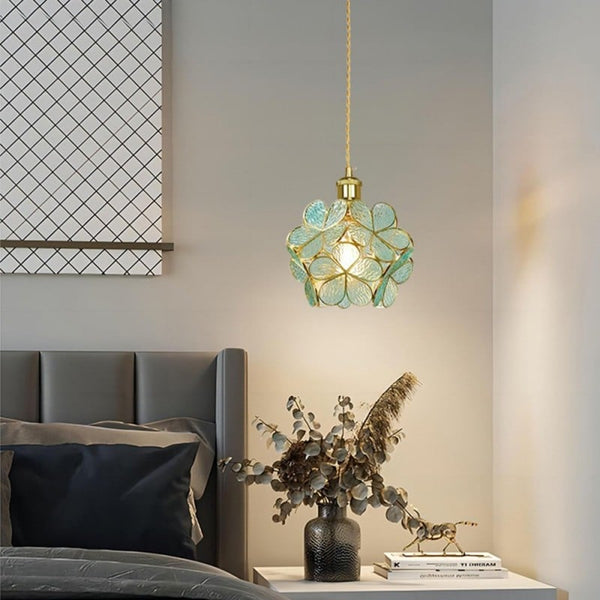 Floyem Flower Hanglamp Glas Messing Goud E27 Eettafel Slaapkamer Vintage Design Hanglamp Bloemvorm | Sansoti