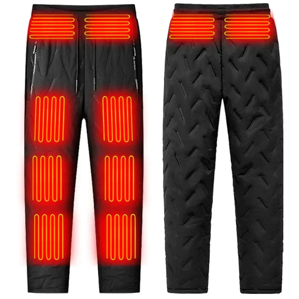 Beheizte Hose mit Fleece-Futter für den Winter, elektrisch und thermisch, Outdoorbekleidung, Unisex-Winterhose, Größe L-4XL, Schwarz | Sansoti