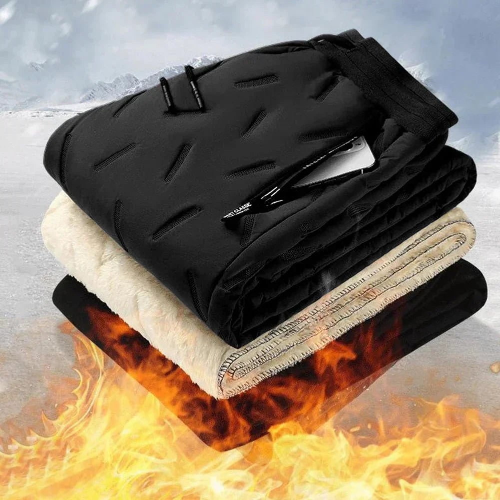 Beheizte Hose mit Fleece-Futter für den Winter, elektrisch und thermisch, Outdoorbekleidung, Unisex-Winterhose, Größe L-4XL, Schwarz | Sansoti