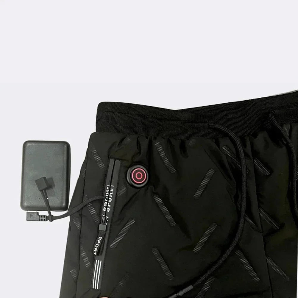 Beheizte Hose mit Fleece-Futter für den Winter, elektrisch und thermisch, Outdoorbekleidung, Unisex-Winterhose, Größe L-4XL, Schwarz | Sansoti