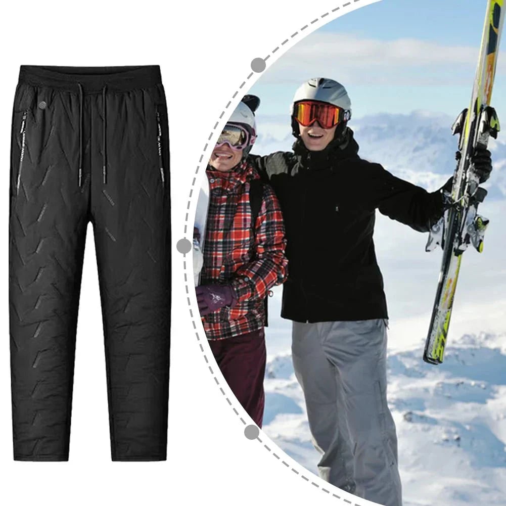 Beheizte Hose mit Fleece-Futter für den Winter, elektrisch und thermisch, Outdoorbekleidung, Unisex-Winterhose, Größe L-4XL, Schwarz | Sansoti