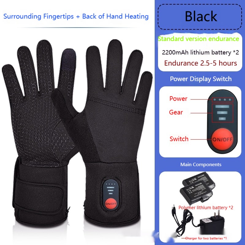 Beheizbare Winterhandschuhe mit Touchscreen-Fingerspitzen, verstellbarem Handgelenkband und thermischer Wärme - Sansoti