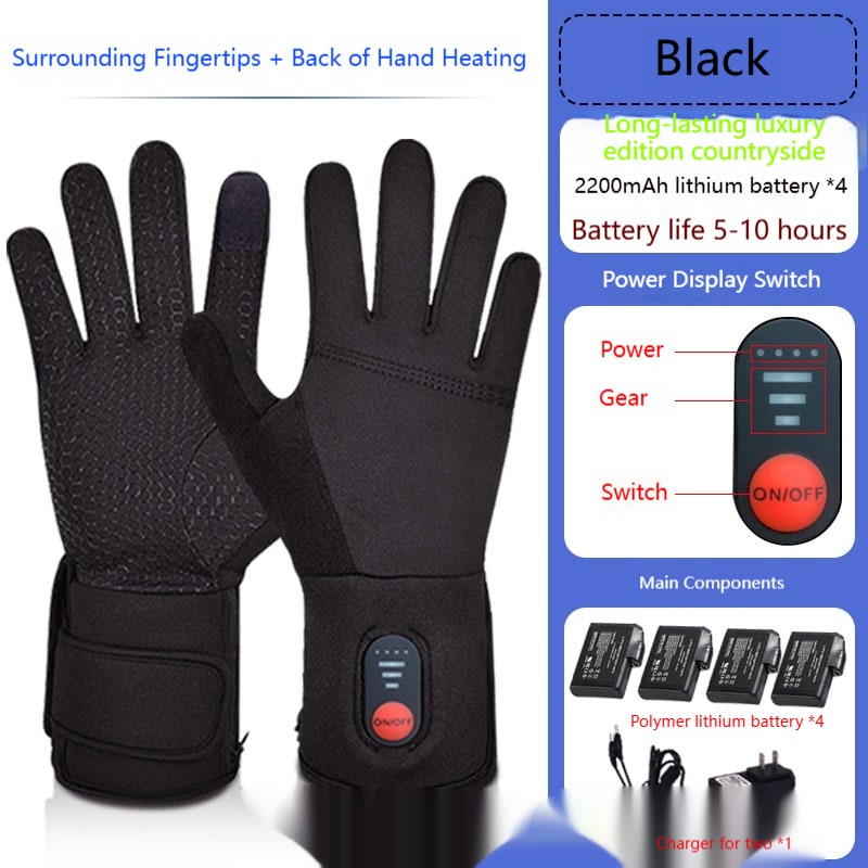 Beheizbare Winterhandschuhe mit Touchscreen-Fingerspitzen, verstellbarem Handgelenkband und thermischer Wärme - Sansoti