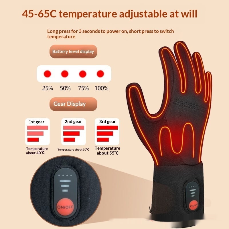 Beheizbare Winterhandschuhe mit Touchscreen-Fingerspitzen, verstellbarem Handgelenkband und thermischer Wärme - Sansoti